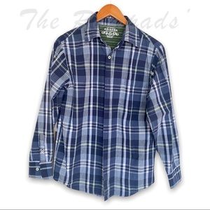 Original Arizona Jean Company Blue White Striped Collar Shirt Size XL